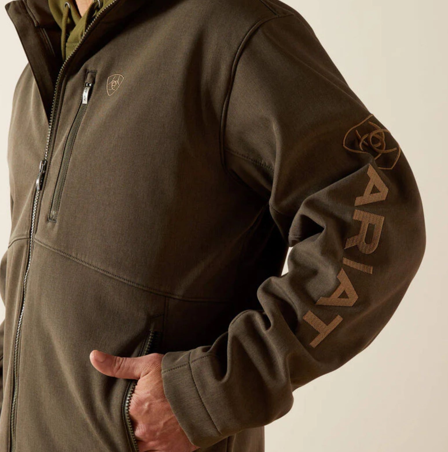 Men’s Ariat Logo Softshell Jacket- Heather Green