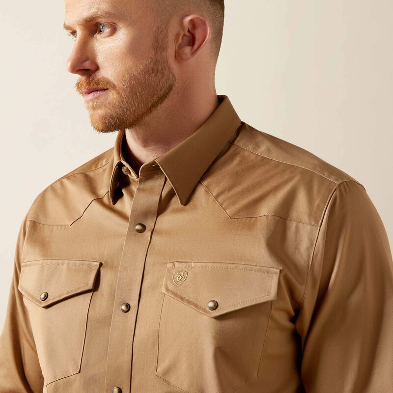 Ariat Solid Khaki Twill Fitted Shirt