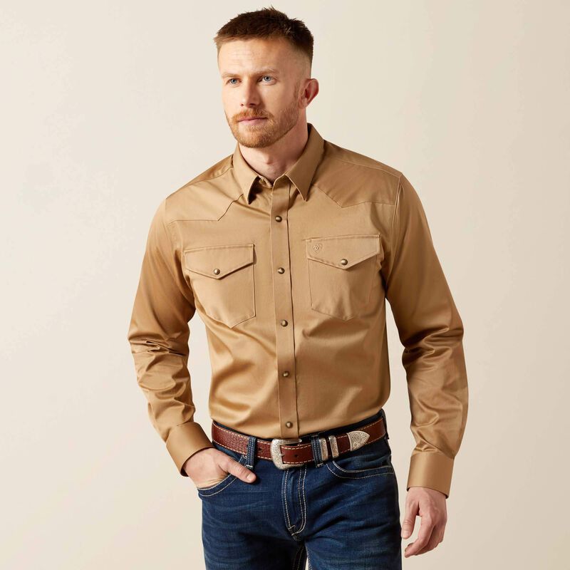 Ariat Solid Khaki Twill Fitted Shirt