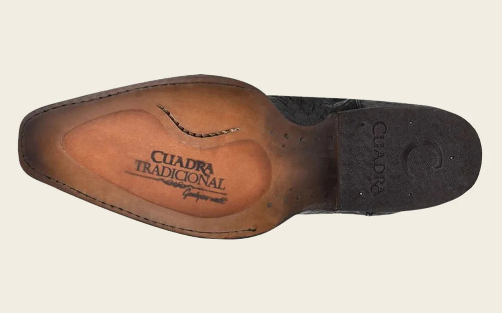 Bota Cuadra Western con grabado de caimán negro y puntera Versace
