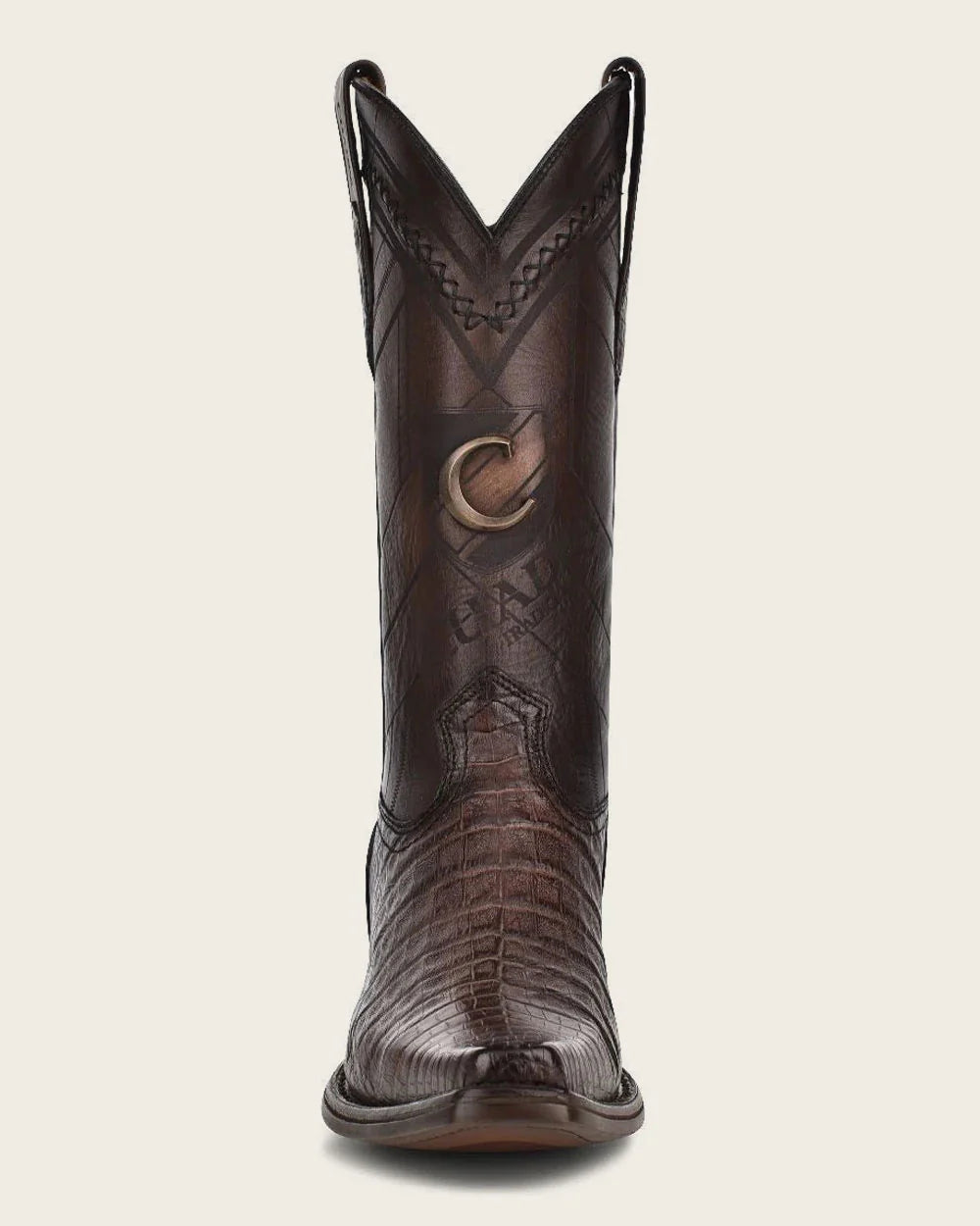 Handcrafted Dark Brown Cayman Fuscus Leather Western Boots