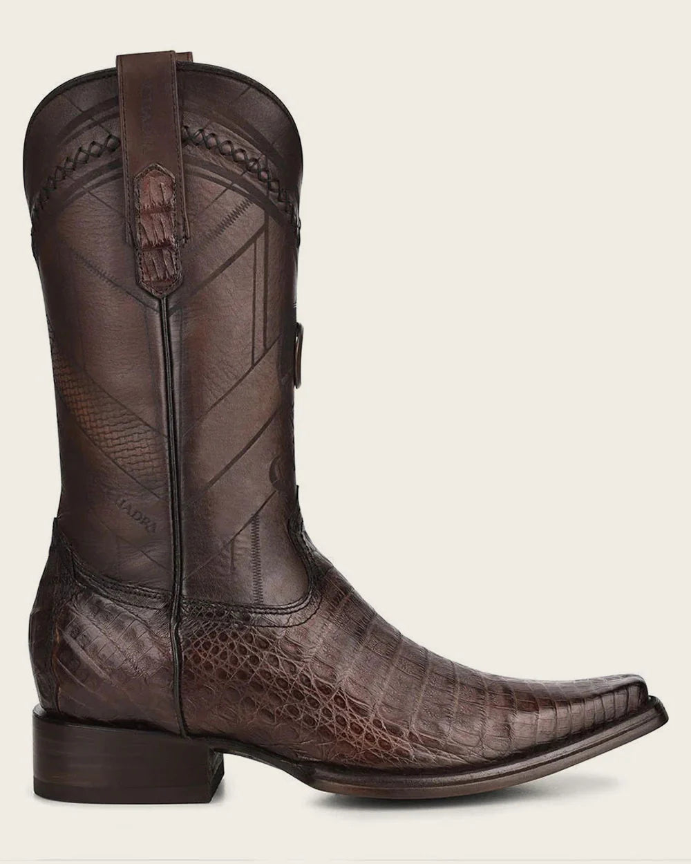 Handcrafted Dark Brown Cayman Fuscus Leather Western Boots