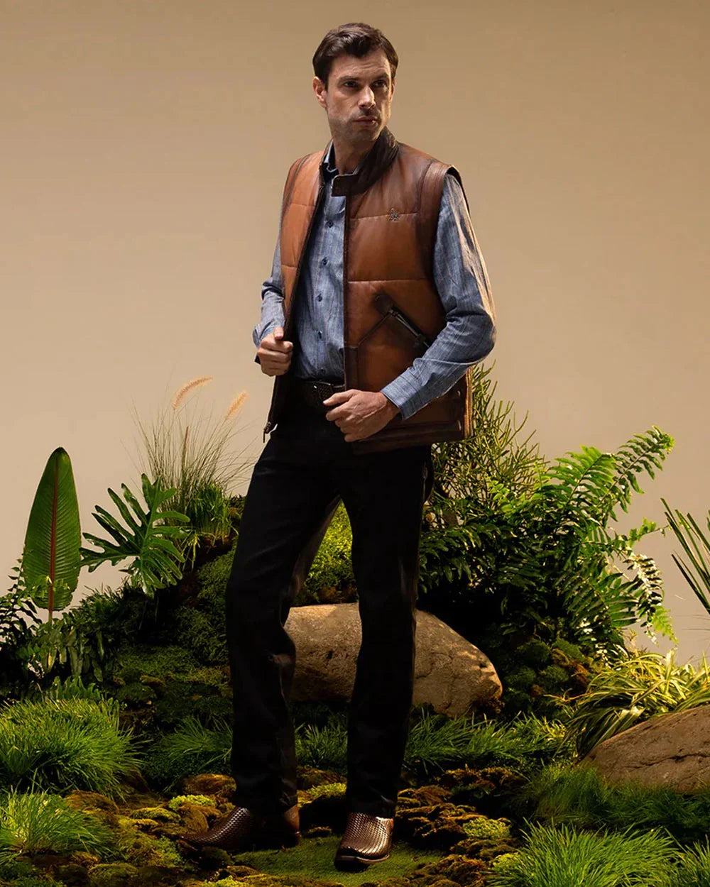 Bota urbana casual color miel de piel bovina Cuadra