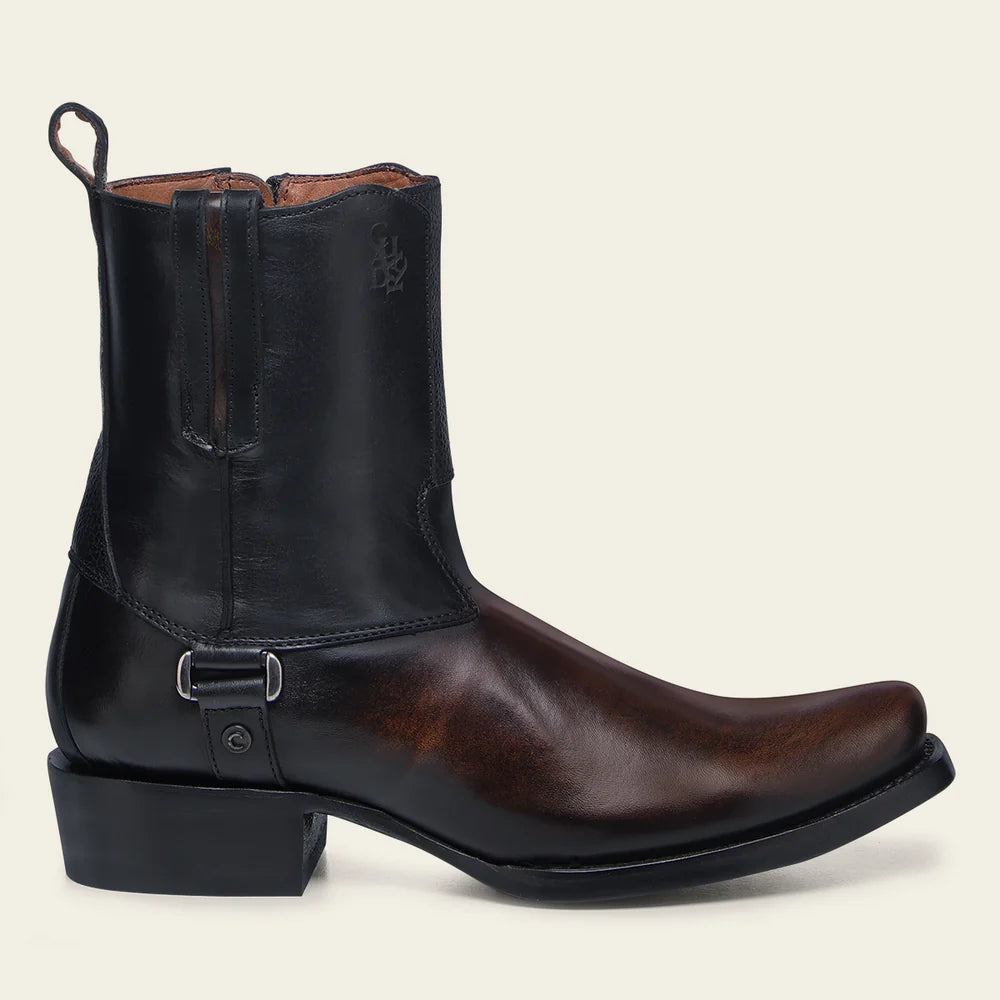 Cuadra Dress Engraved Black Leather Boot