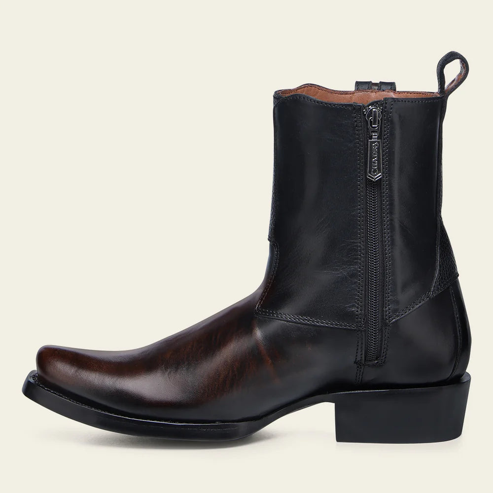 Cuadra Dress Engraved Black Leather Boot