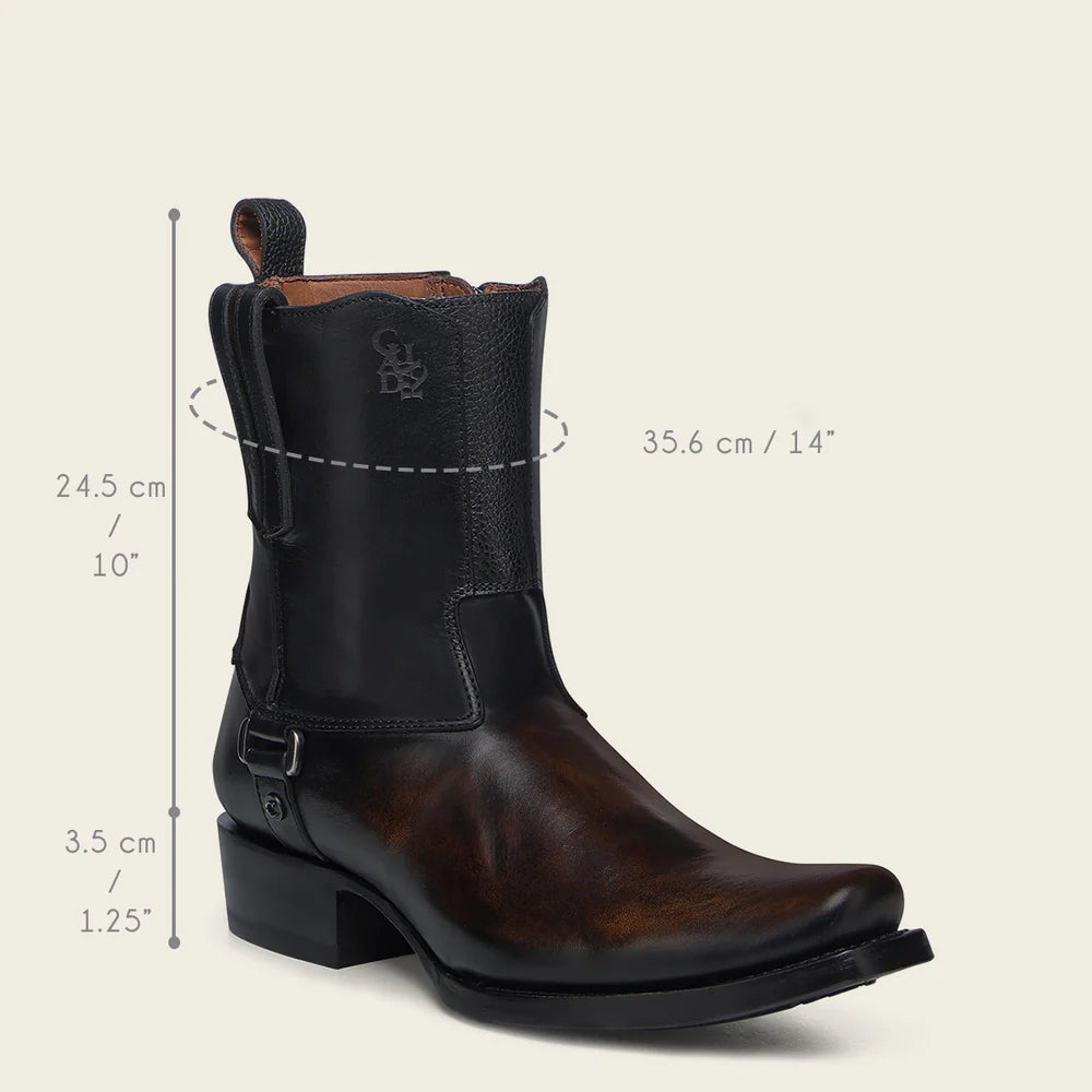 Cuadra Dress Engraved Black Leather Boot