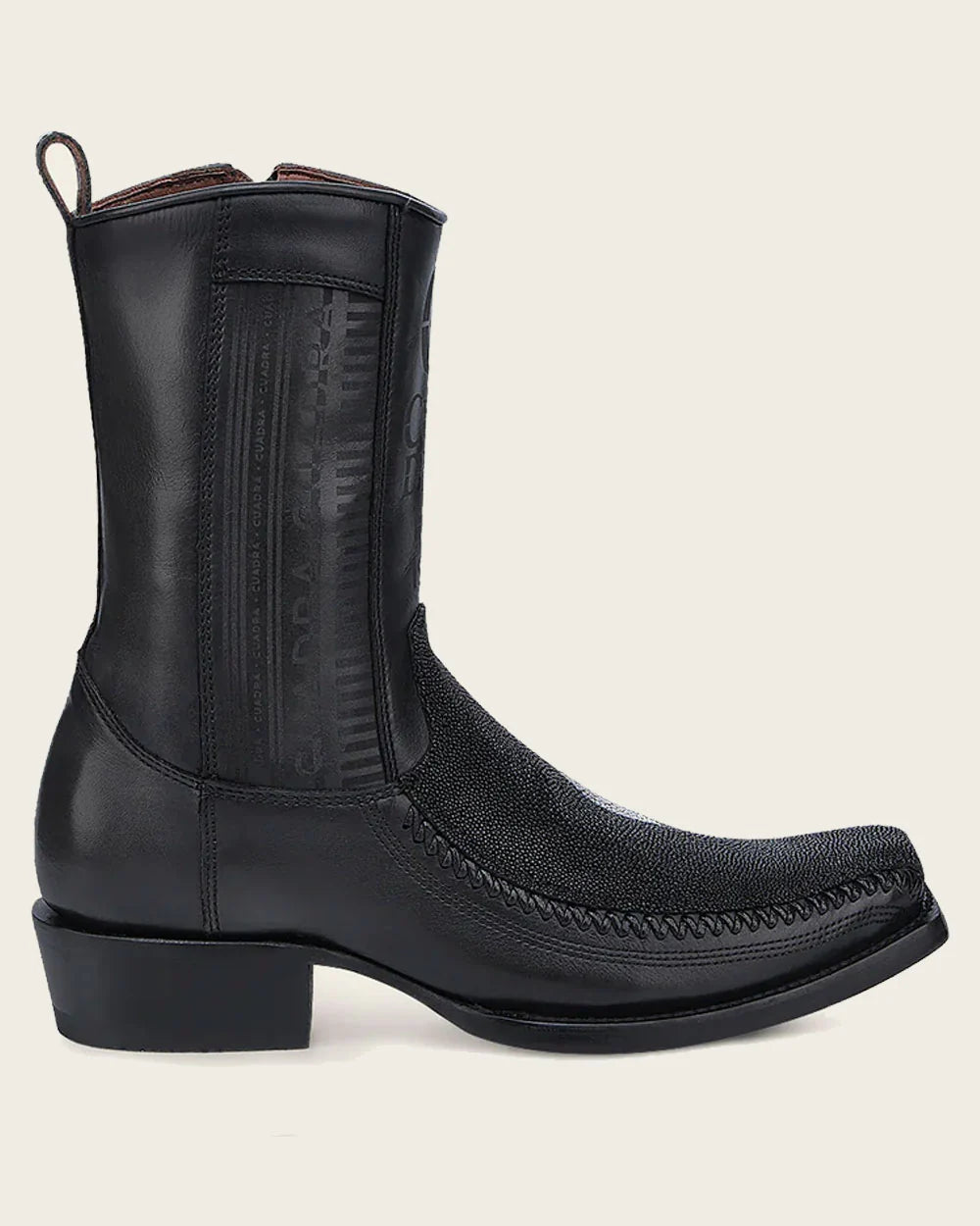 Botas de raya negra grabadas Cuadra