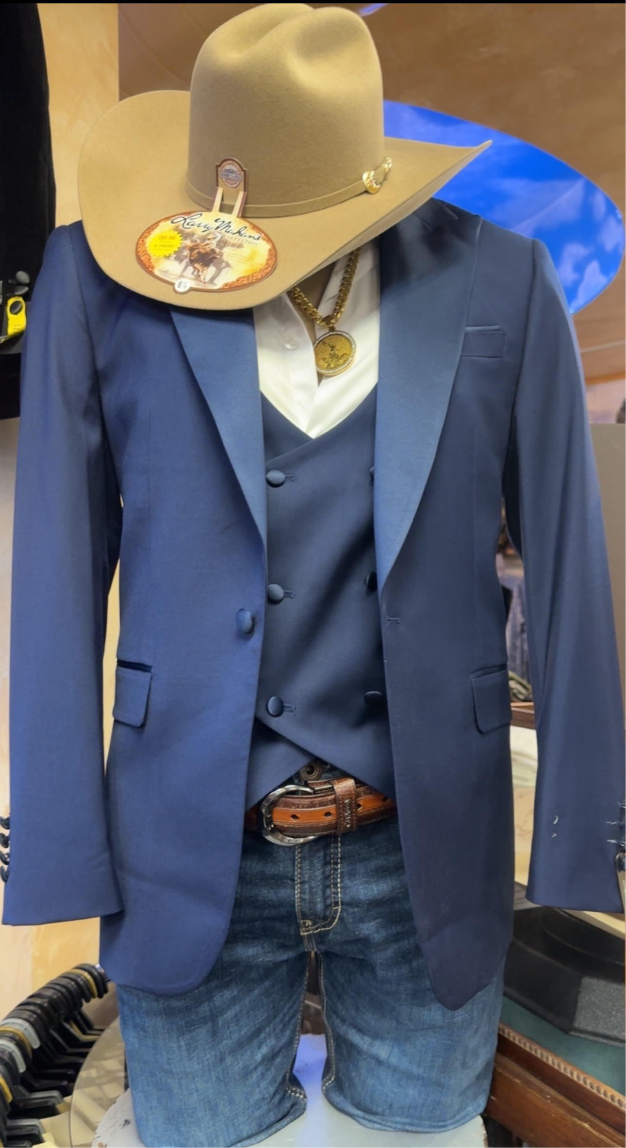 Conjunto de traje azul marino de 3 piezas para hombre