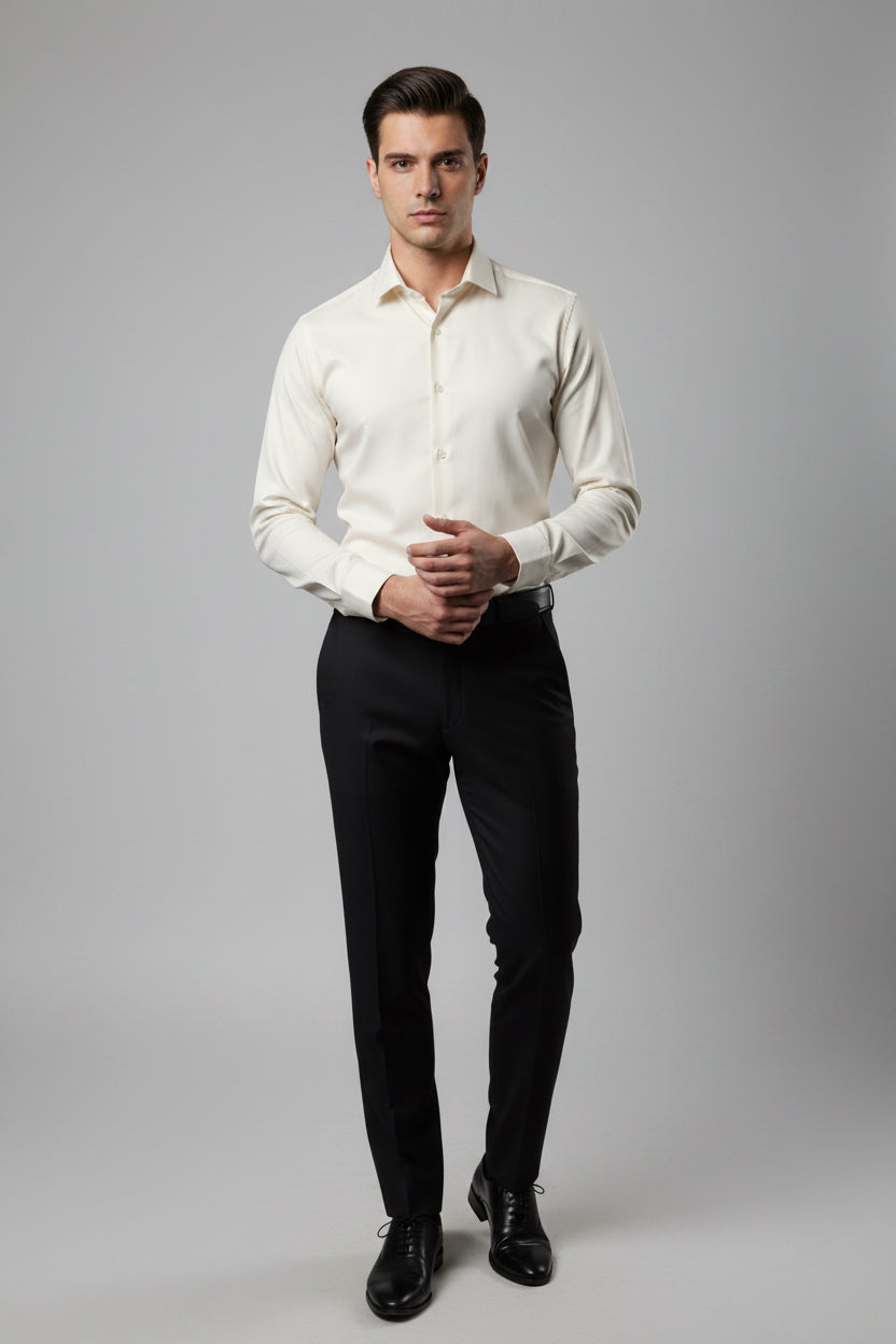 Men’s Elegant Ivory Button-Up Shirt