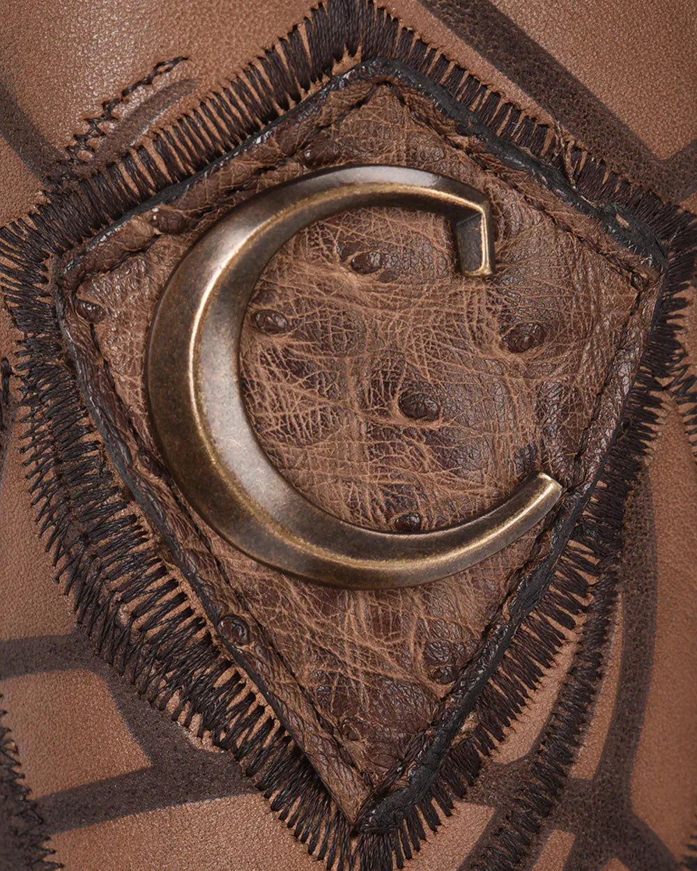 Cuadra Engraved Honey Ostrich Western Boots CU744