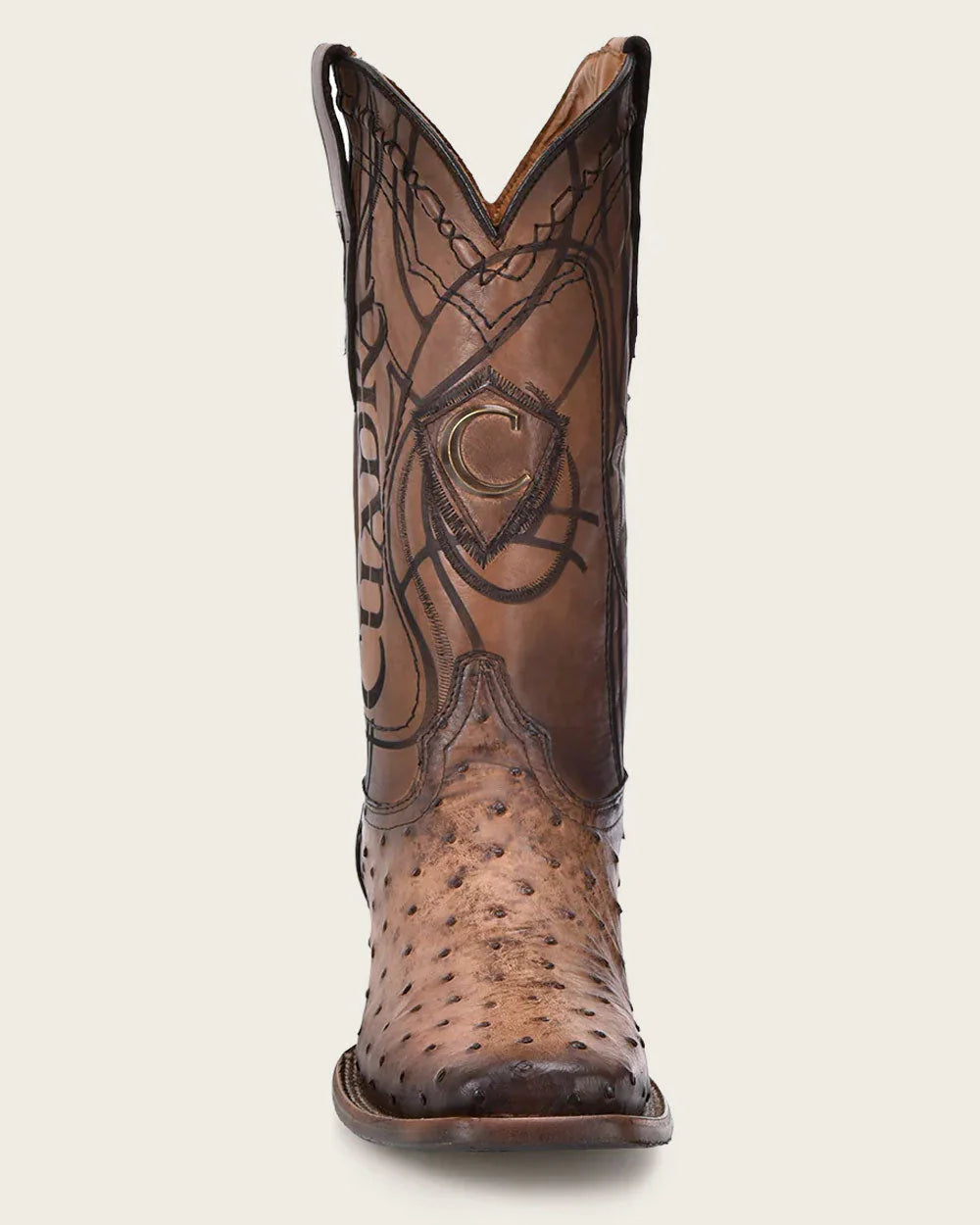 Cuadra Engraved Honey Ostrich Western Boots CU744
