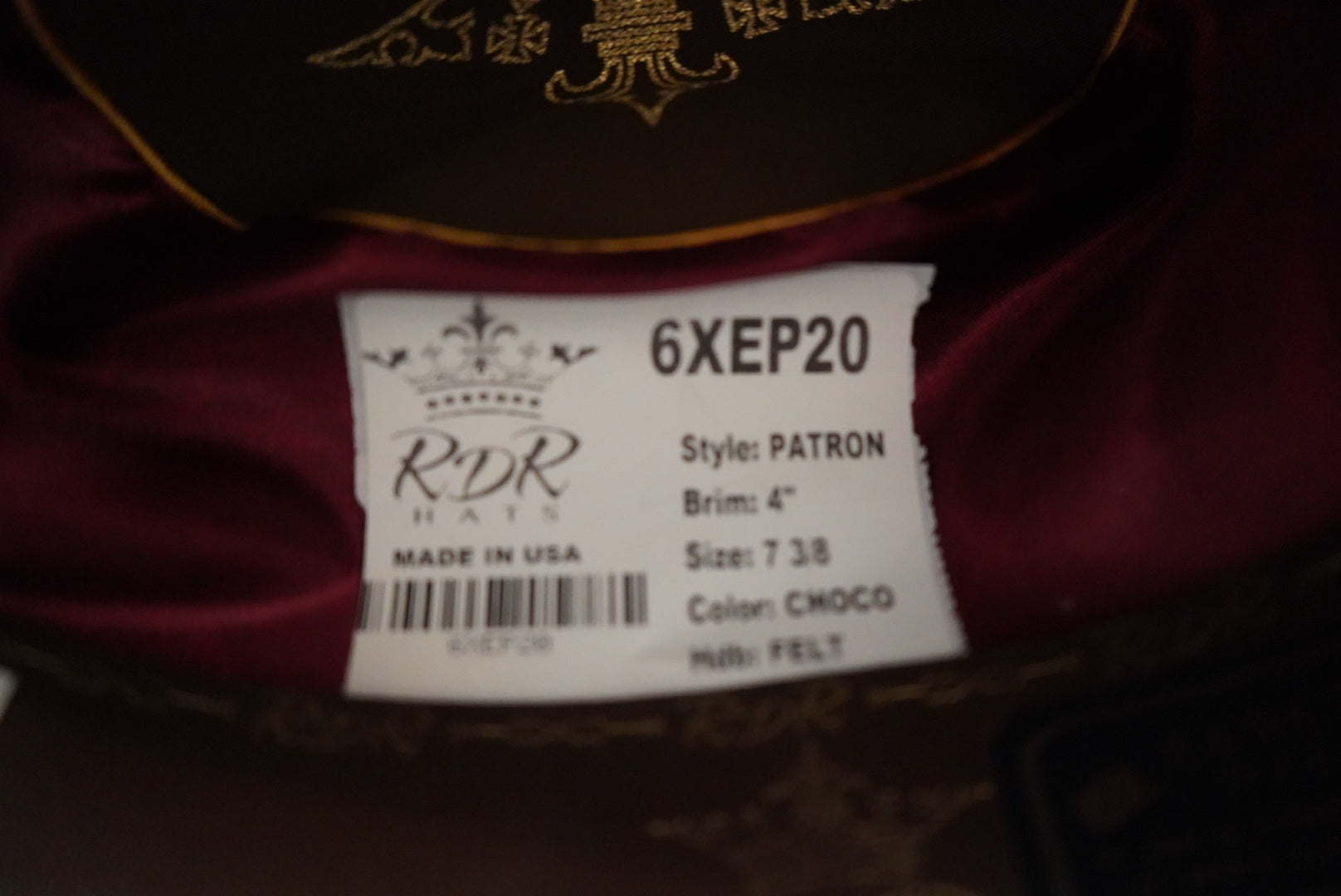 RDR (Rey De Reyes) Choco Patron Sinaloa Western Felt Hat