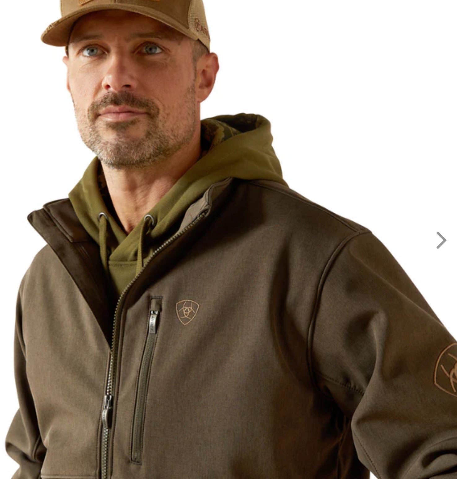 Men’s Ariat Logo Softshell Jacket- Heather Green