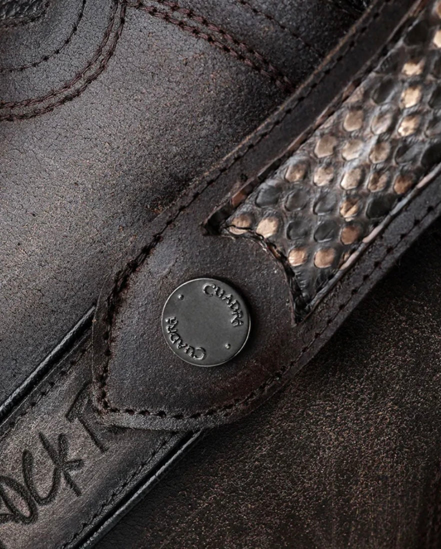 Cuadra Men's Chocolate Python Zipper Square Toe Boots