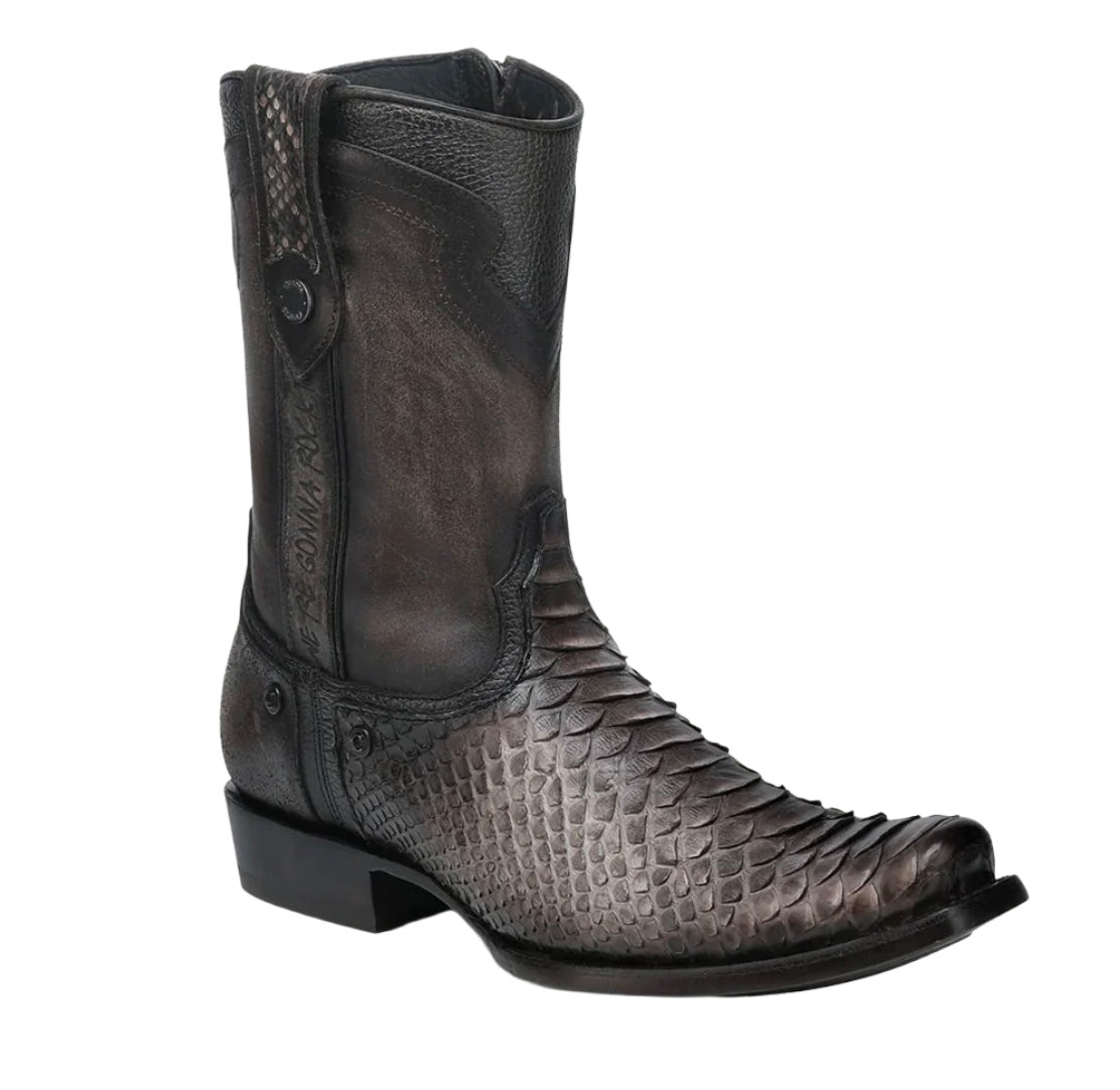 Cuadra Men's Chocolate Python Zipper Square Toe Boots