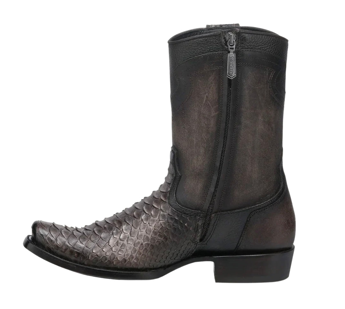 Cuadra Men's Chocolate Python Zipper Square Toe Boots