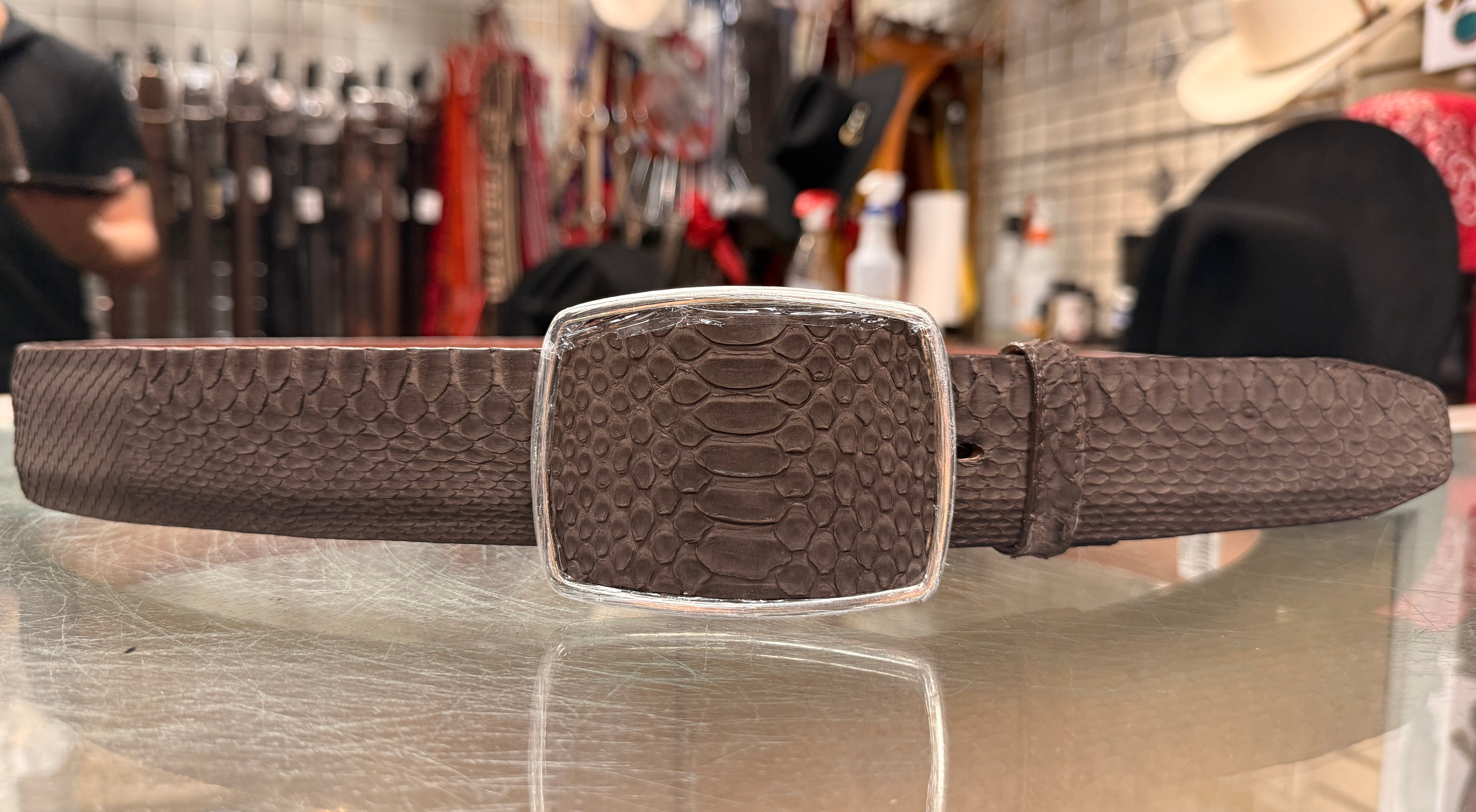 Chocolate Matte Python Belt
