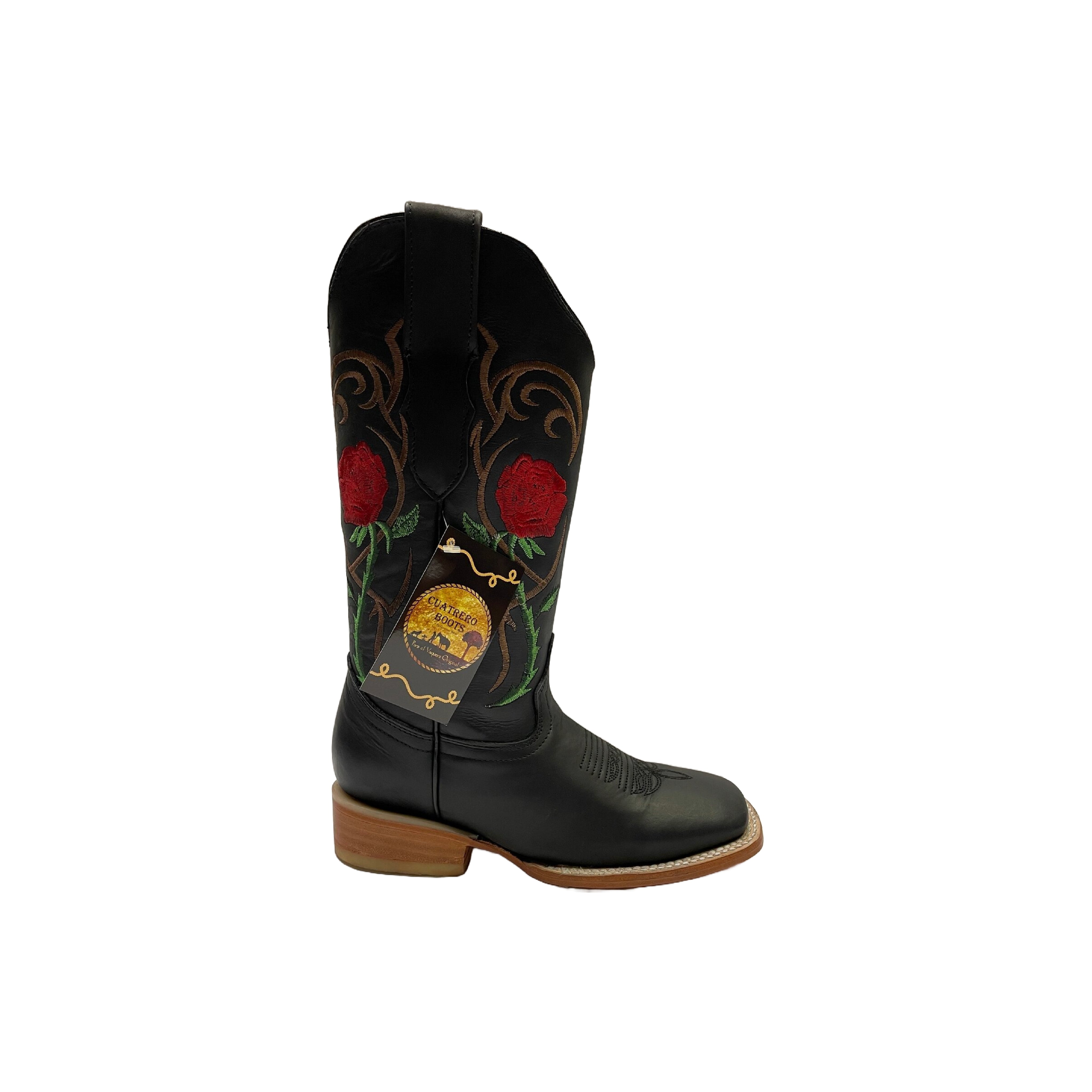 Cuatrero Rodeo Boot with Red Roses