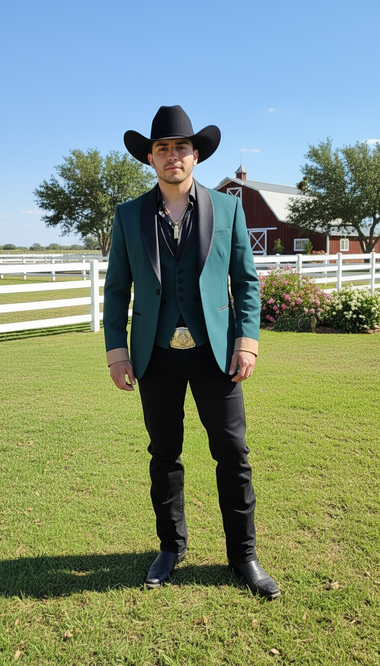 "El Emperador" Traje de Lujo Verde Esmeralda 3 Piezas"