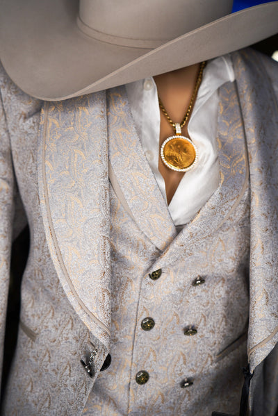 "El Marqués" – Gold & Grey 3-Piece Luxury Suit