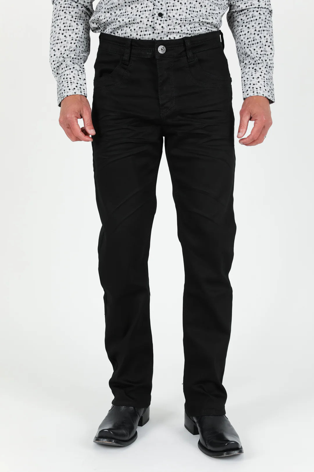 Men's Black Straight Fit Stretch Pants