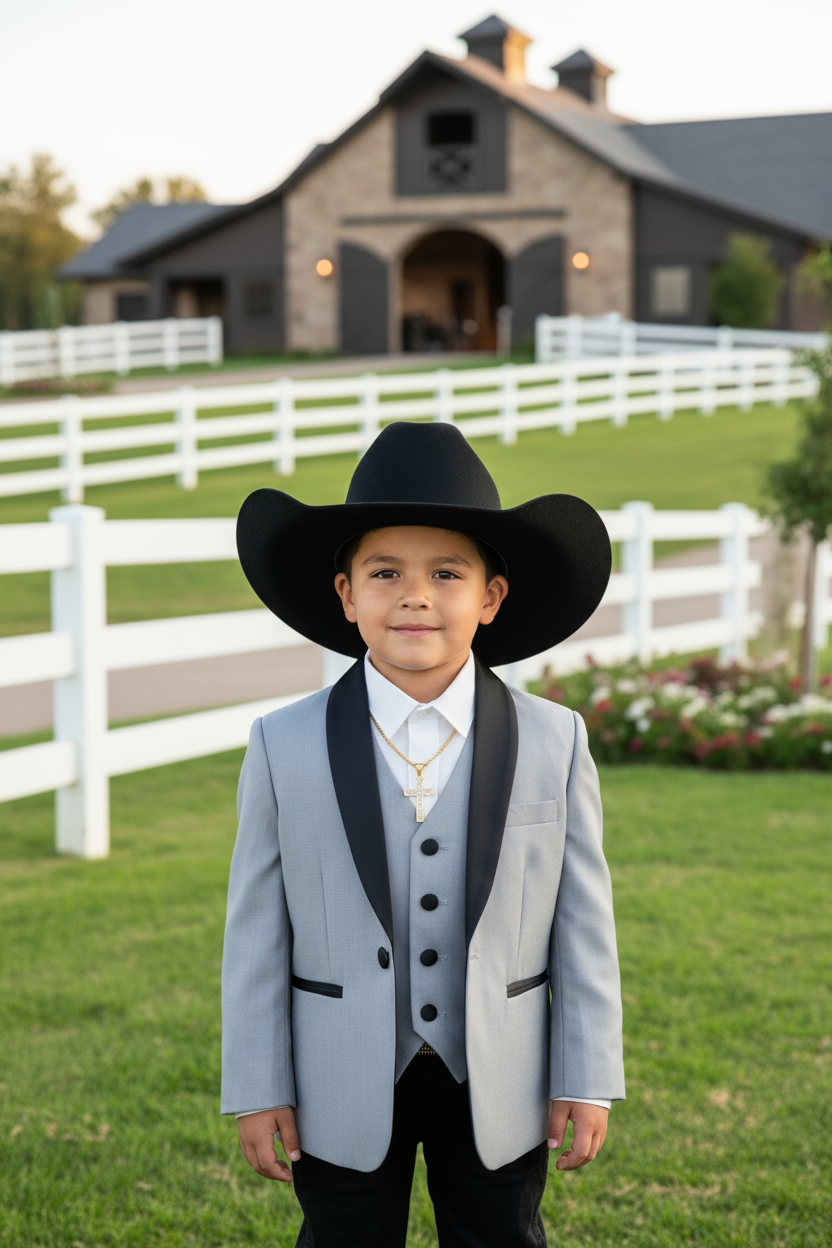 Grey/Black Deluxe 3-Piece Boys Suit