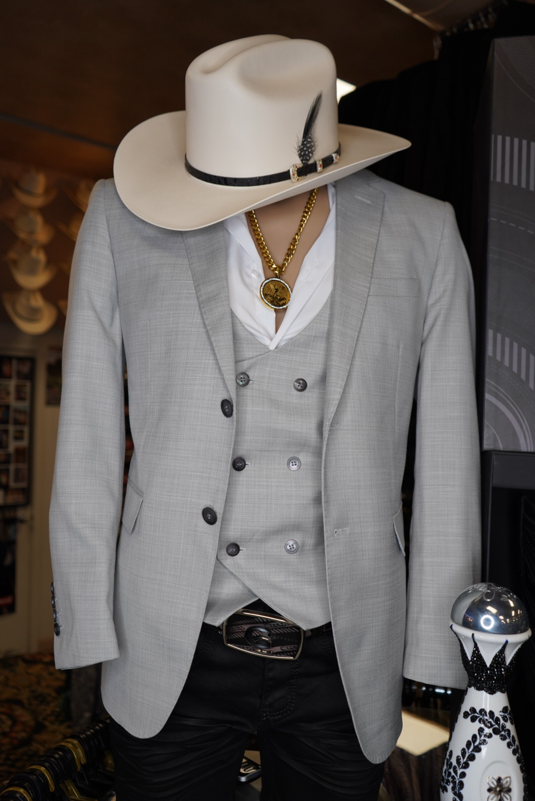 NUEVO Conjunto de traje de lujo de 3 piezas para hombre (gris claro)