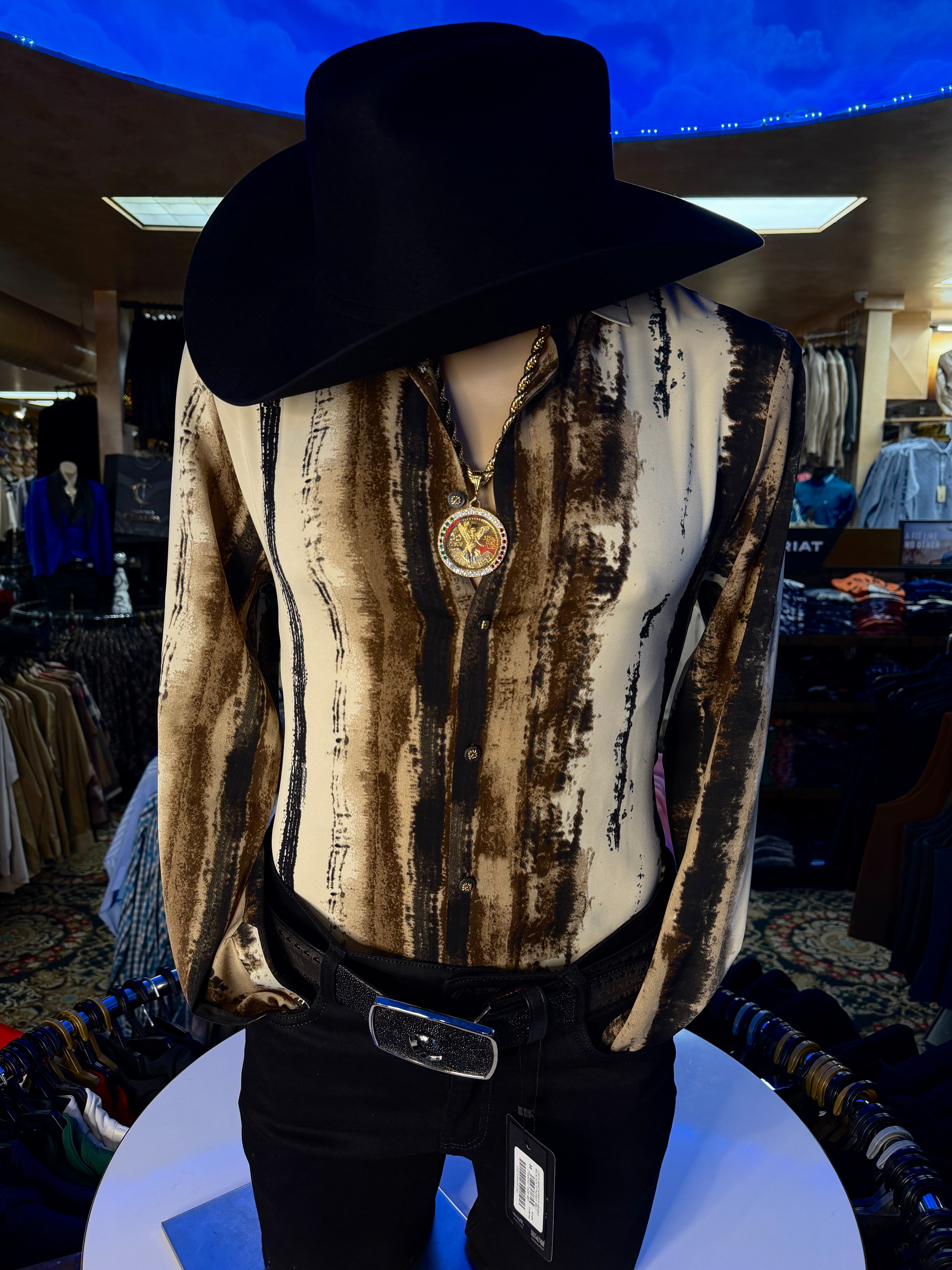 Ivory & Expresso Brushstroke Modern Dress Shirt