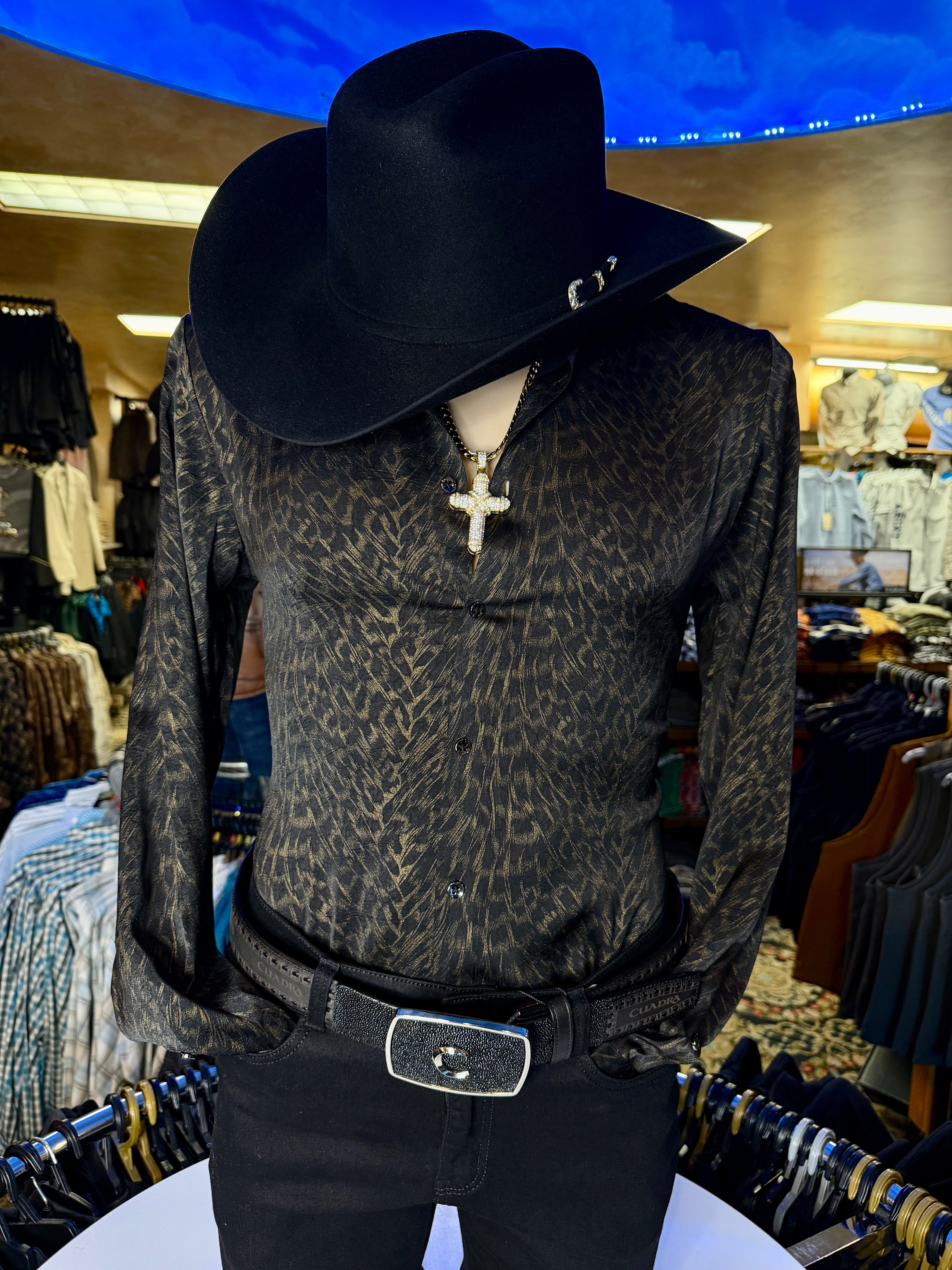 Black & Brown Jacquard Modern Dress Shirt