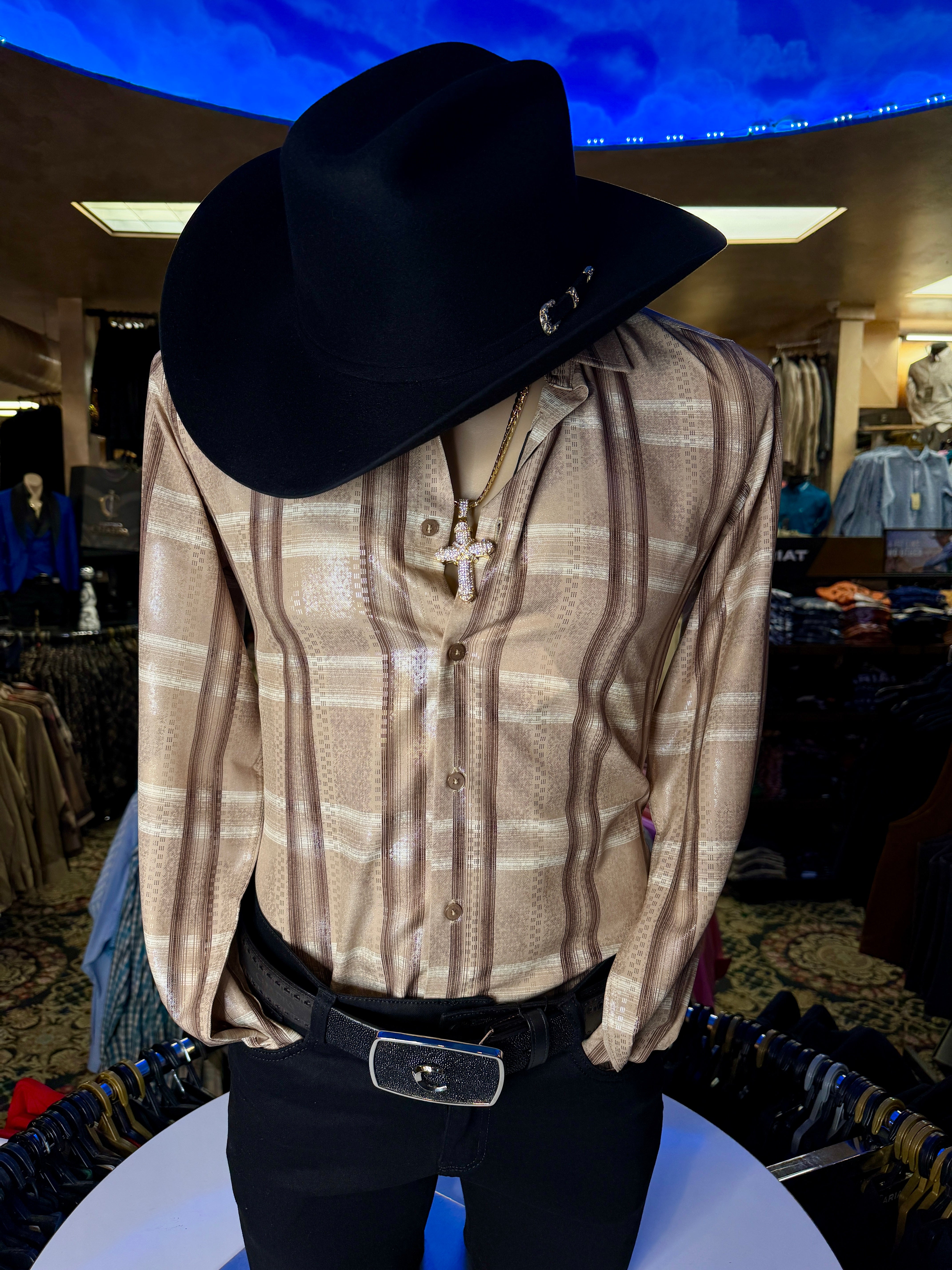 Men’s Champagne Long Sleeve Dress Shirt