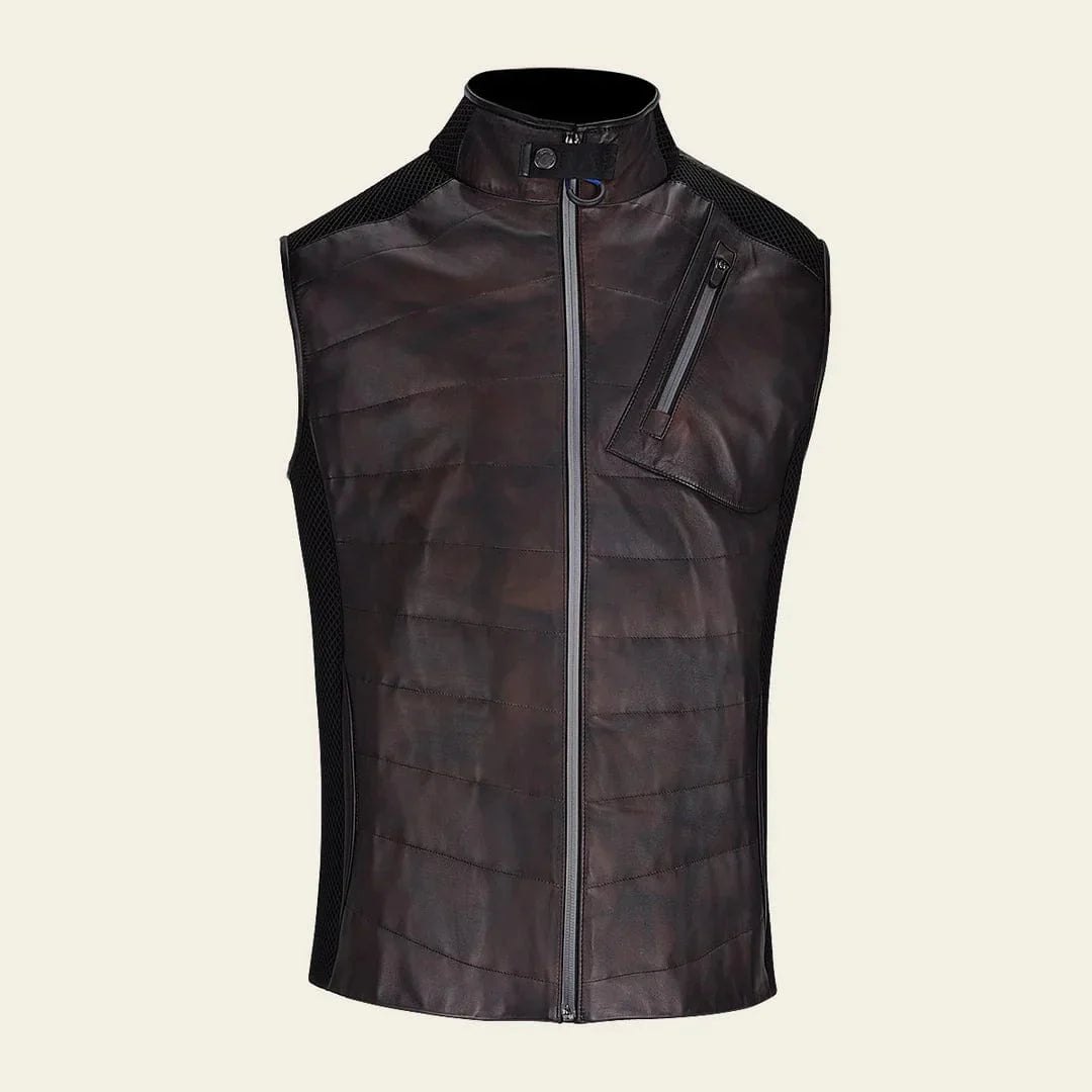 Cuadra Mens leather Vest Chocolate