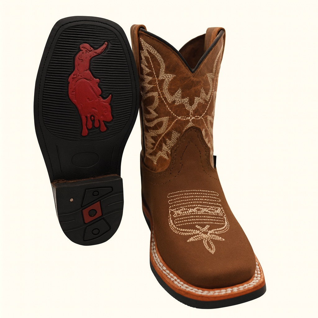 Botas de rodeo marrones de cuero para niños de Cuatrero