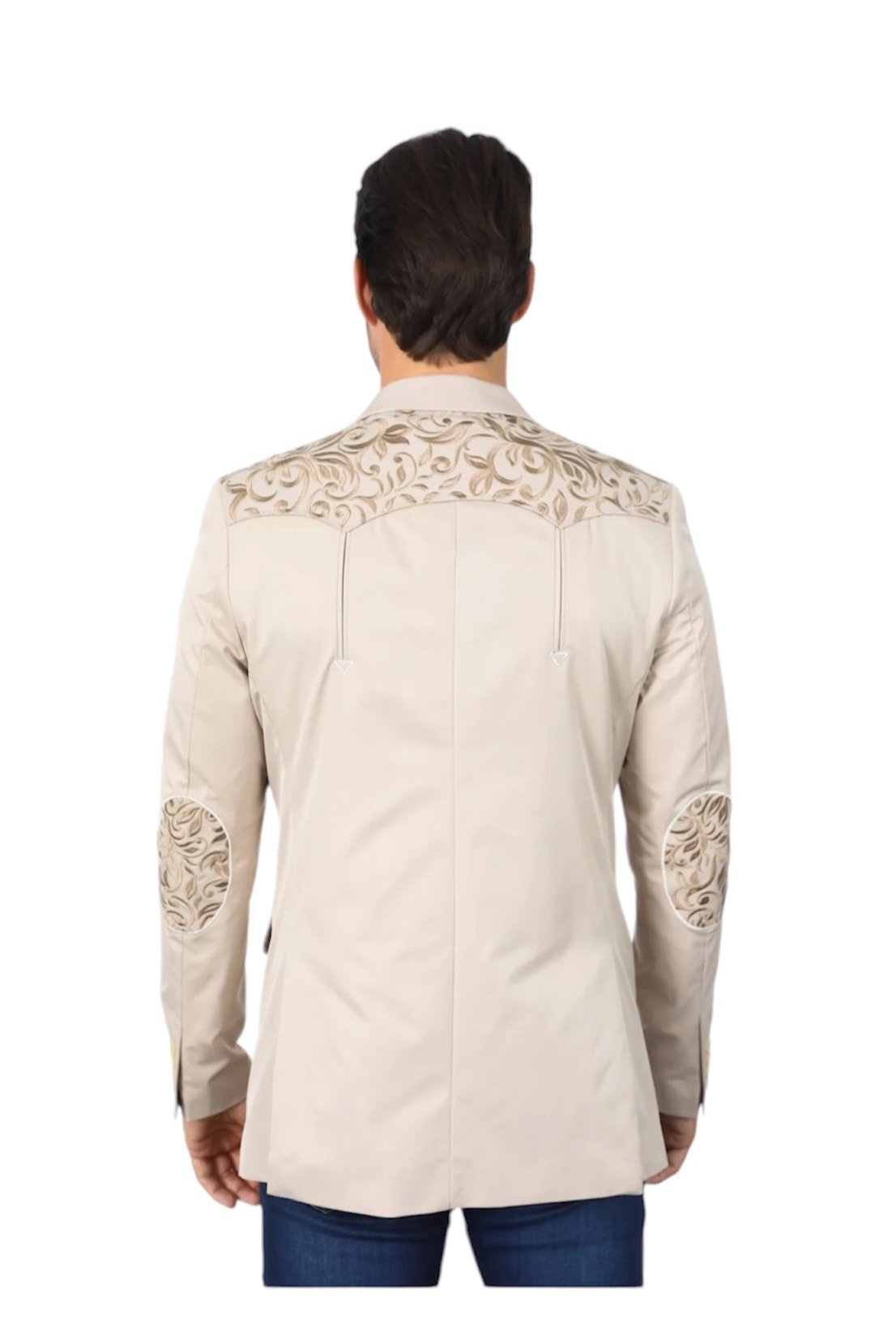 Blazer de moda con bordado para hombre (color beige)