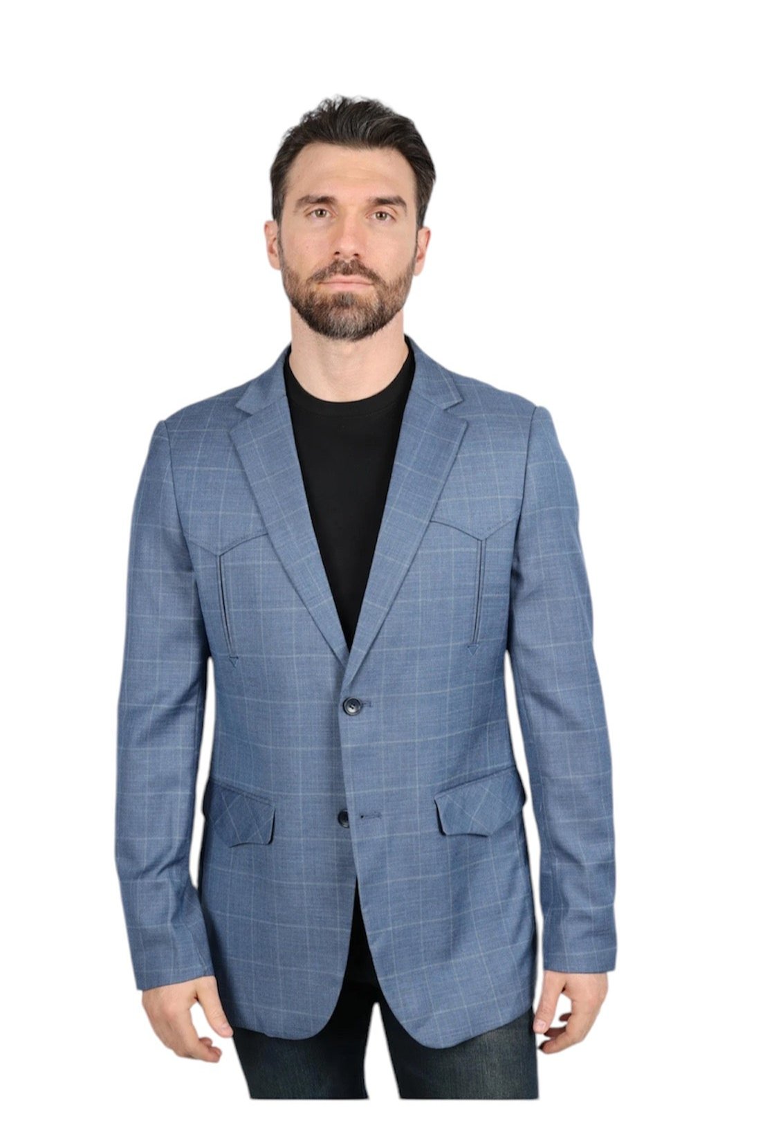 Chaqueta deportiva estilo western para hombre con coderas