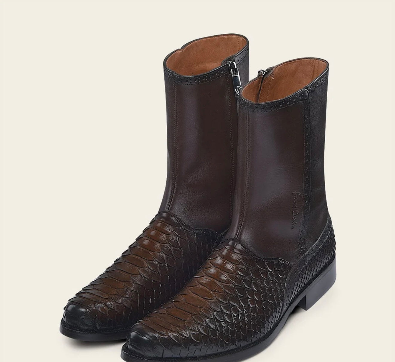 Botas de vestir de piel de pitón para hombre hechas a mano Cuadra