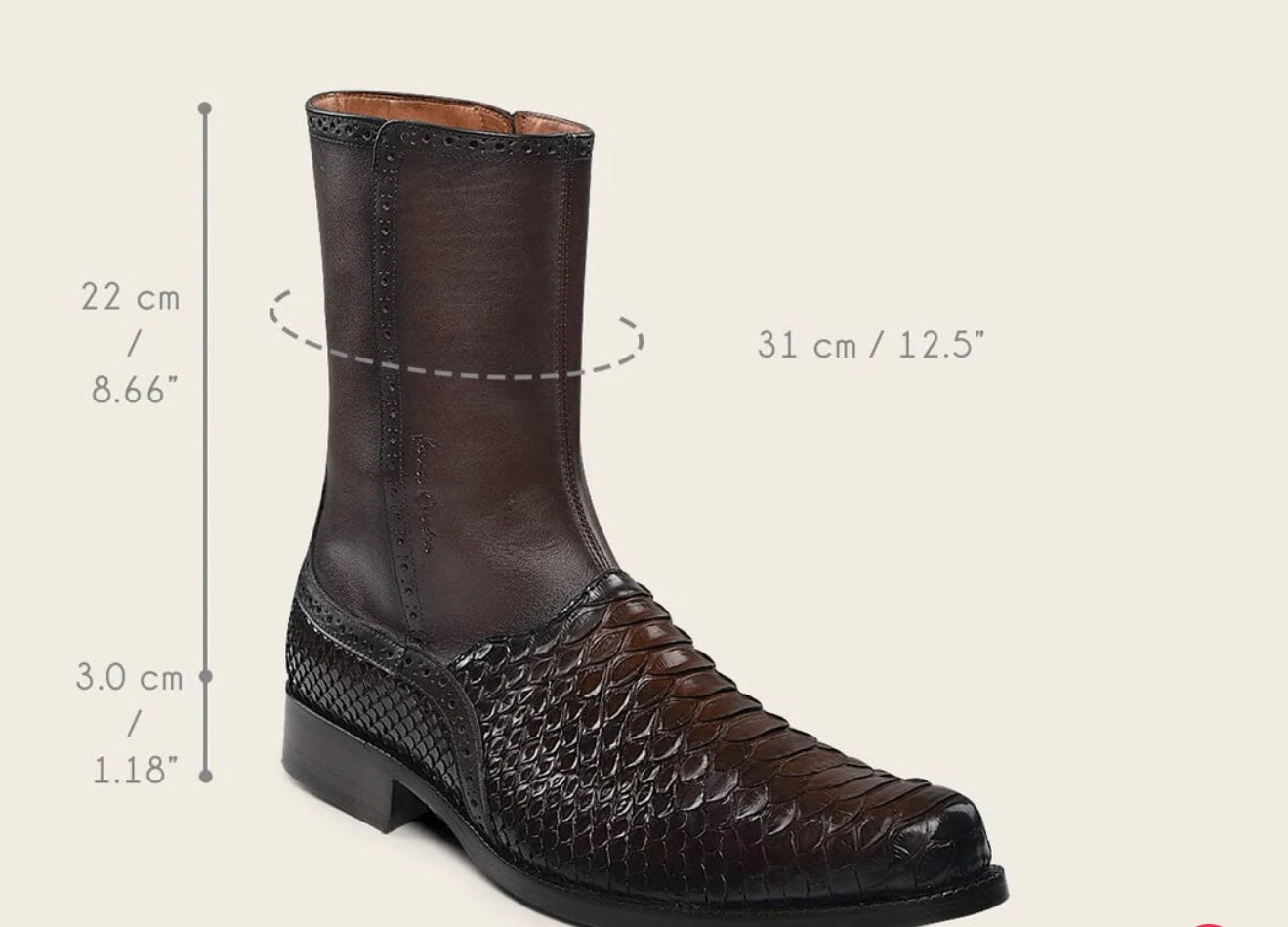 Botas de vestir de piel de pitón para hombre hechas a mano Cuadra