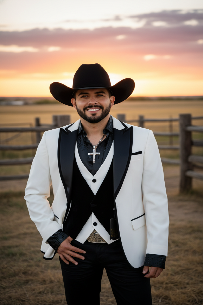 Traje de lujo de tres piezas "El Semental Blanco"