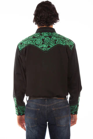 Men's Embroidered Gunfighter Long Sleeve Pearl Snap Western Shirt