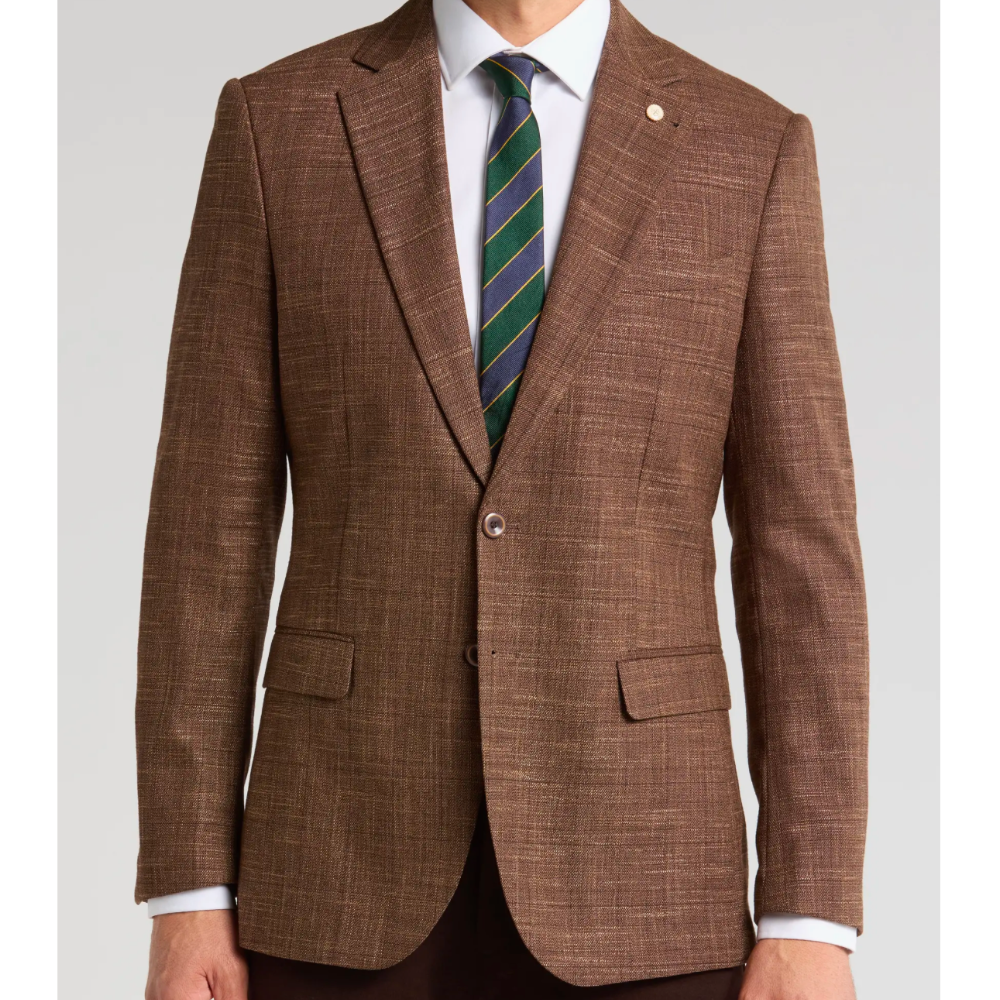 Blazer de cuadros escoceses de corte entallado marrón para hombre