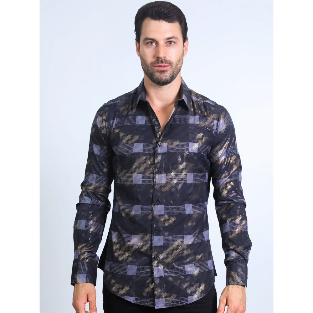 Mens Modern Fit Stretch Black Shirt