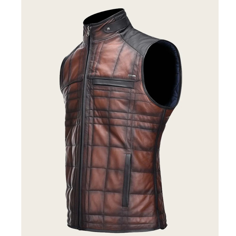 Cuadra Brown Embroidered Vest (Reversible vest)