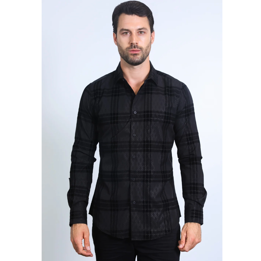 Men's Modern Fit Spandex Black Shirt