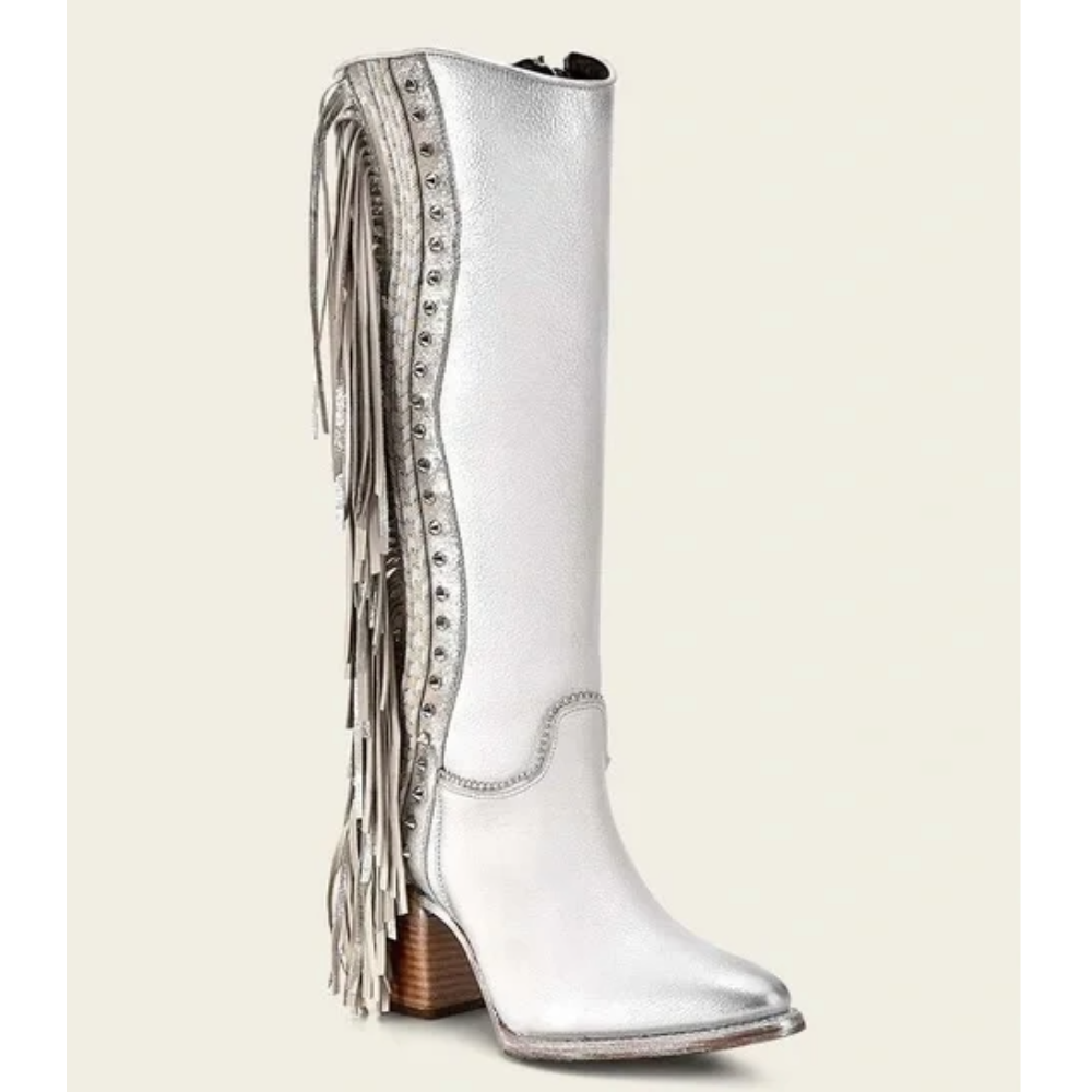 Cuadra Angelina White Fringe Boot