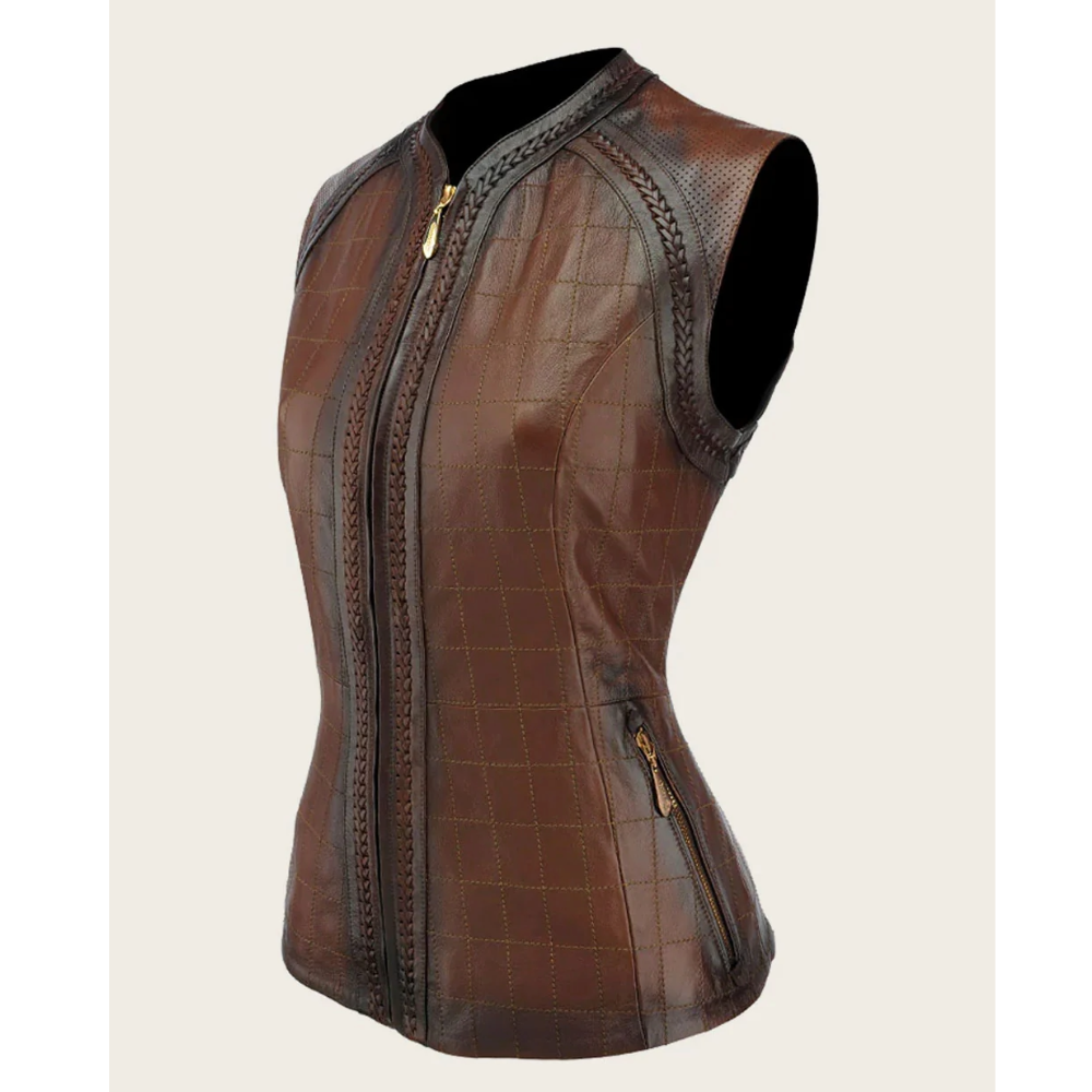 Kastane - leather line vest brown 【i_am_official】 Cuadra Leather Brown Ovine vest