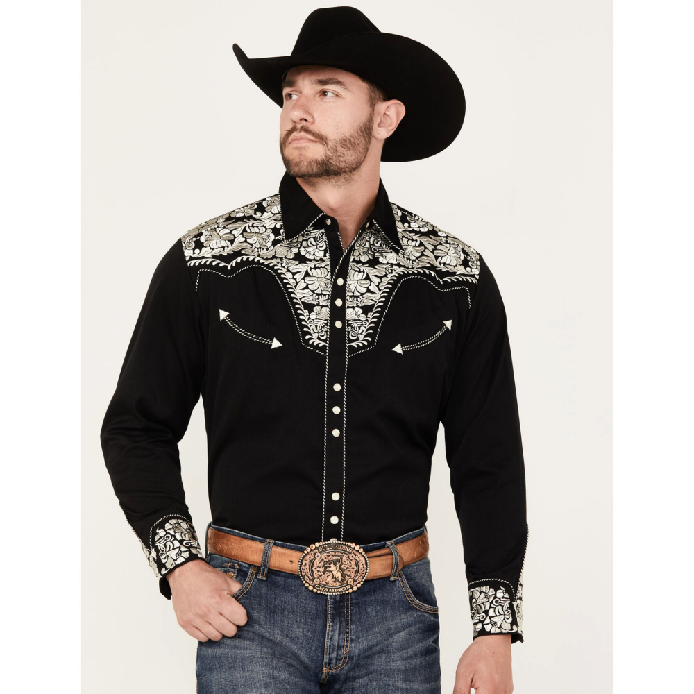 Men's Embroidered Gunfighter Long Sleeve Pearl Snap Western Shirt