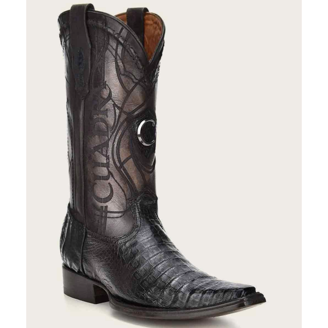 Cuadra Western Engraved Black Caiman Boot Versace Toe