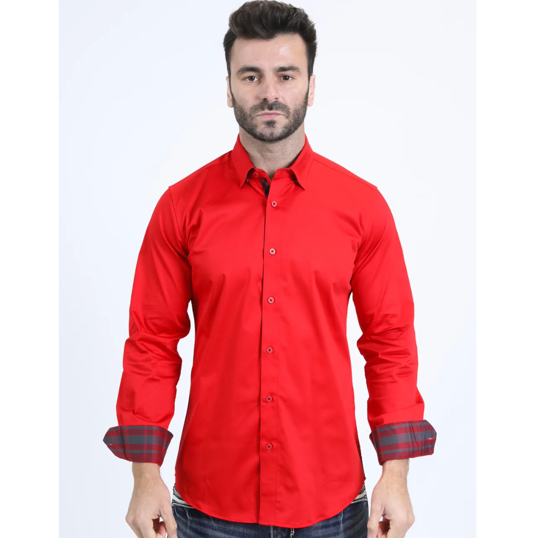 Men's Modern Long Sleeve Red Shirt