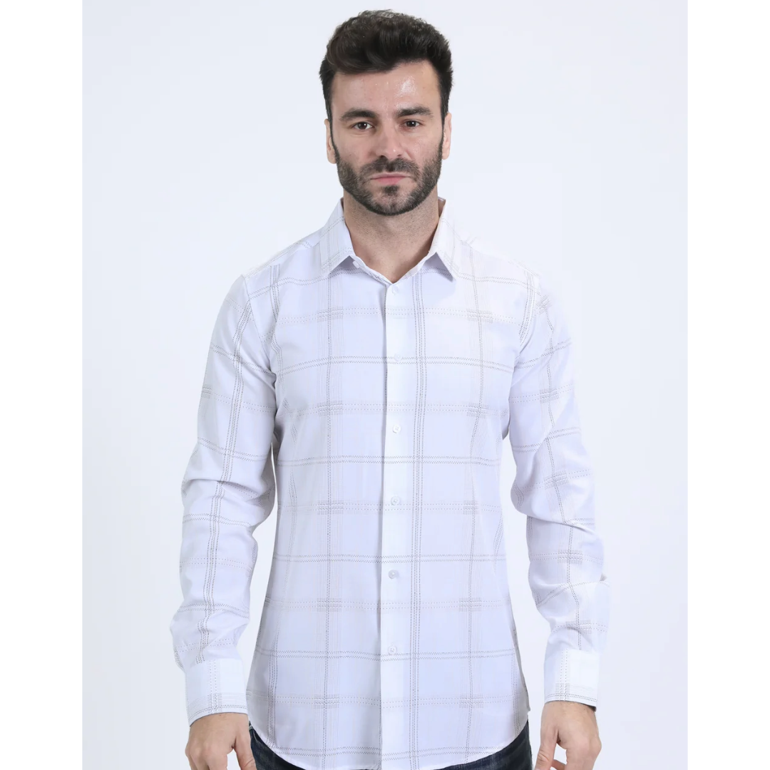 Mens Modern Fit Stretch Fashion White Shirt