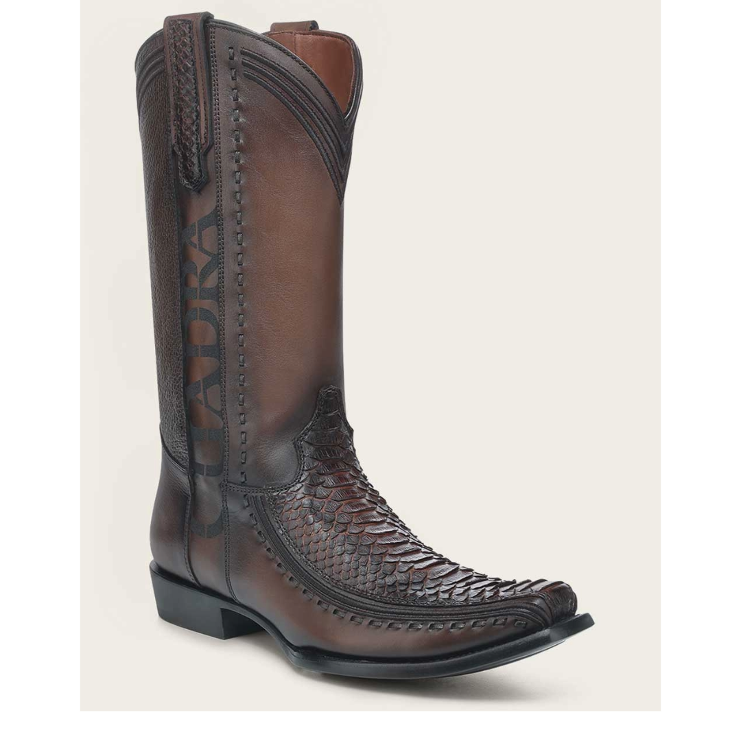 NEW Cuadra Western Brown Exotic Python Boot display picture 1