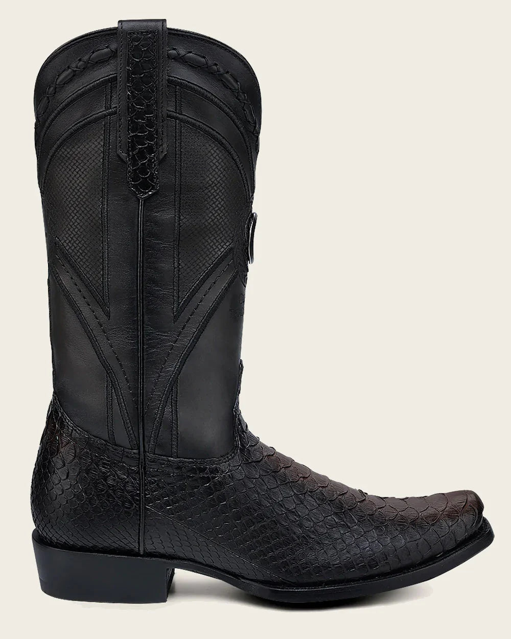 Western Dark Brown Cowboy Boots in Genuine Python & Bovine Leather